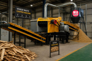 Veneer wood chipper machine